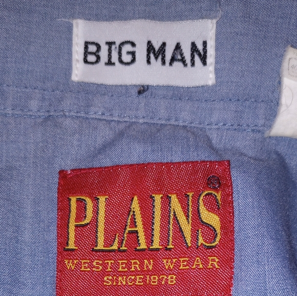 Plains Western Wear Pearl Snap Big Man Long Sleeve Shirt - Picture 7 of 8